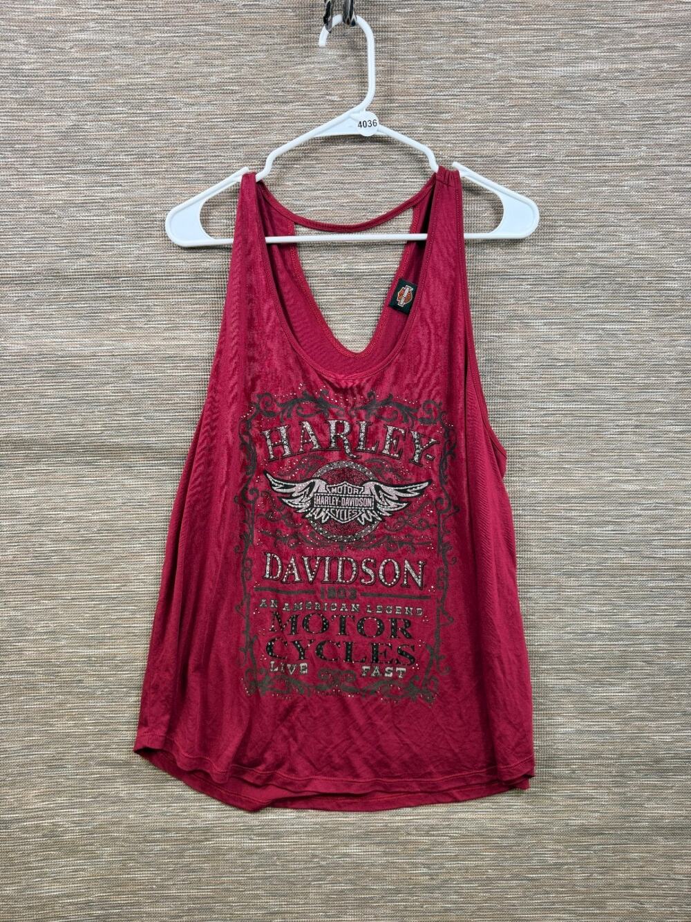Harley-Davidson Women’s Graphic Tank Top Size 3X Red Rhinestone Sleeveless